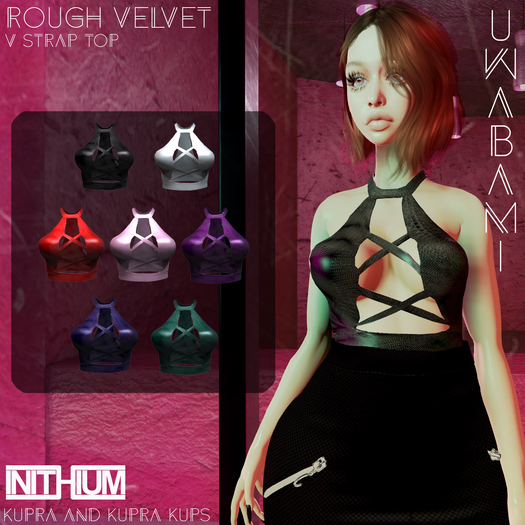 // UWABAMI // ROUGH VELVET V Strap Top