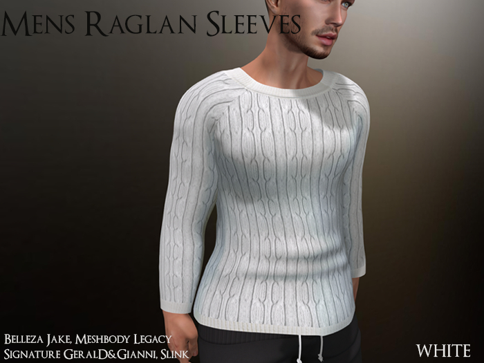 Mens Raglan Sleeves White