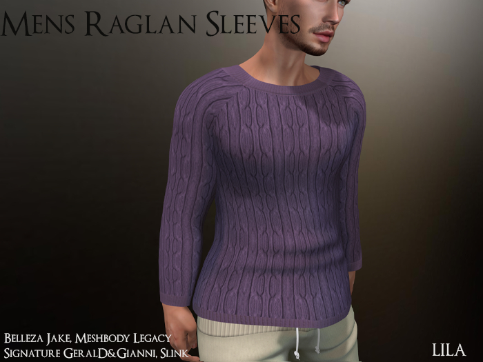 Mens Raglan Sleeves Lila