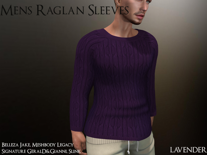 Mens Raglan Sleeves Lavender