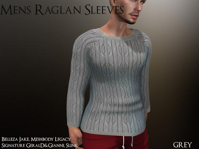 Mens Raglan Sleeves Grey