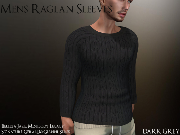 Mens Raglan Sleeves Dark grey