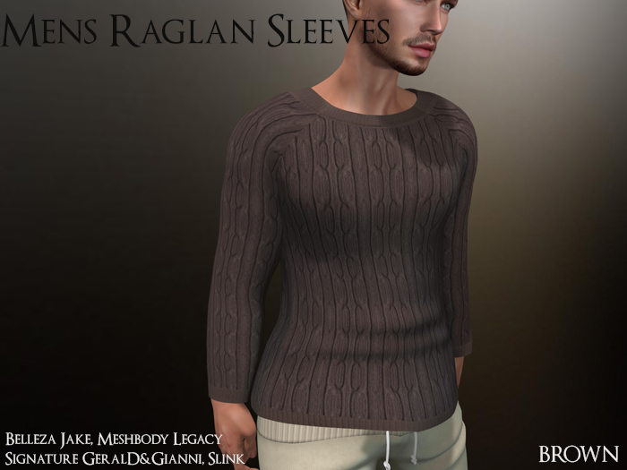 Mens Raglan Sleeves Brown