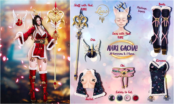 Luas Ahri Full Set Red + Rare Maitreya/Lara ( 7 Pcs )