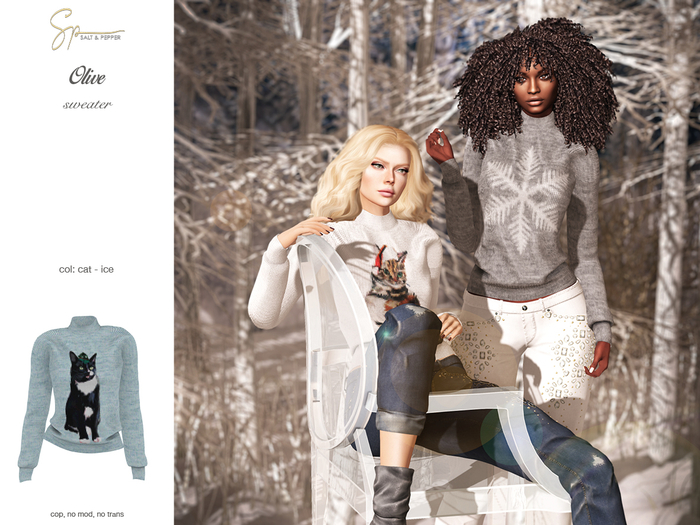 S&P Olive sweater cat ice (wear to unpack)