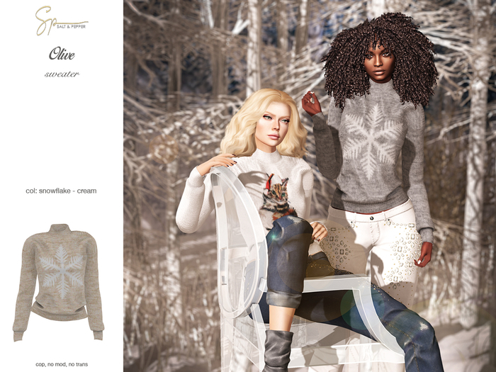 S&P Olive sweater snowflake cream (wear to unpack)