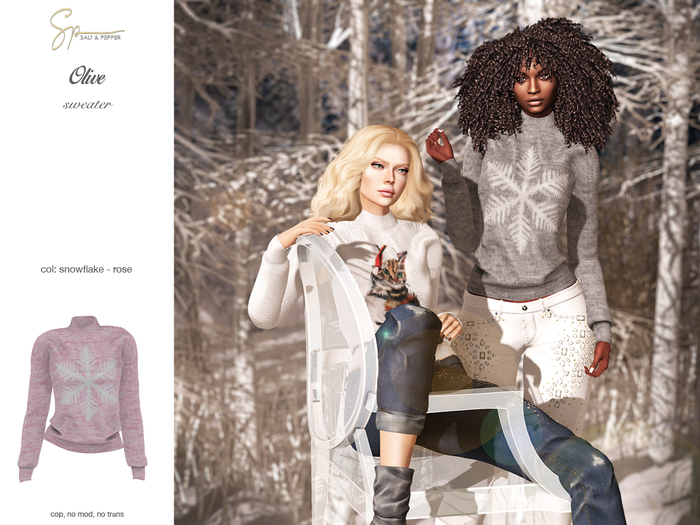 S&P Olive sweater snowflake rose (wear to unpack)