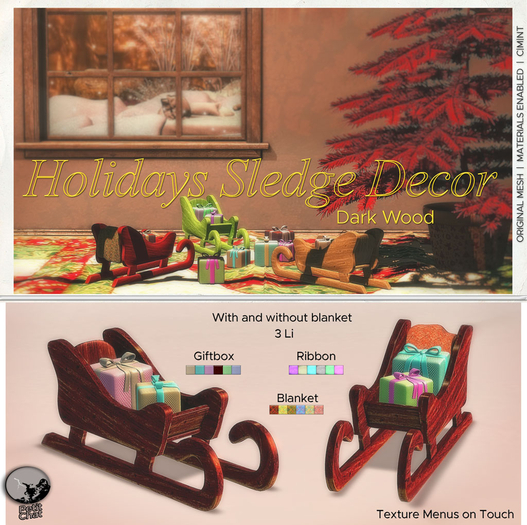 *PC* Holidays Sledge Decor Dark Wood