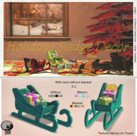 *PC* Holidays Sledge Decor Blue
