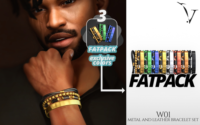 veyard W01 metal and leather bracelet set - FATPACK