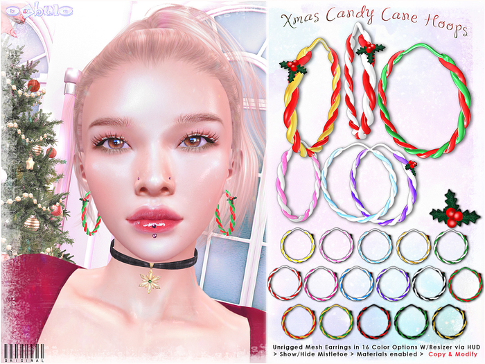 [ bubble ] Xmas Candy Cane Hoops