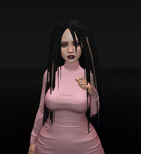Hair - long African braids.