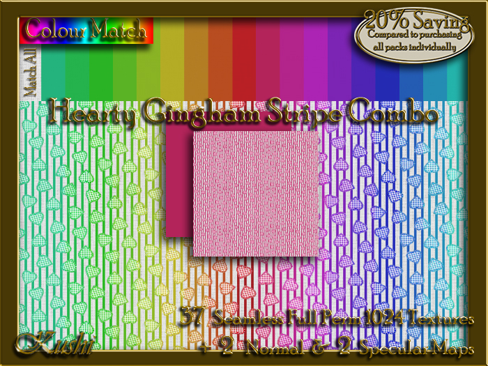 Hearty Gingham Stripe Combo Seamless Texture Set