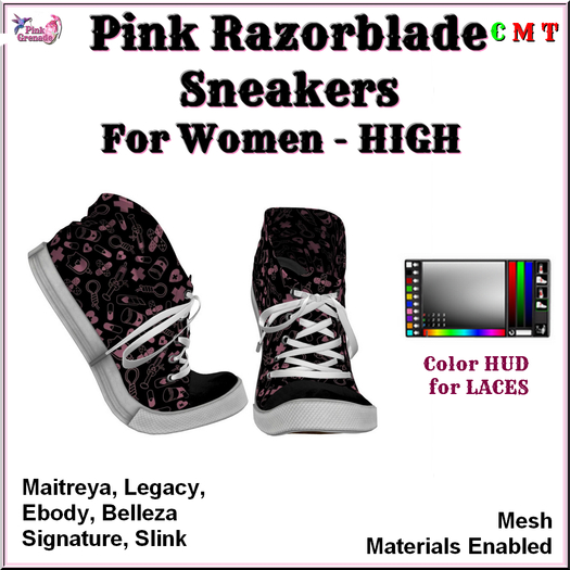 Pink Grenade - Pink Razorblade Women's Sneakers - High 