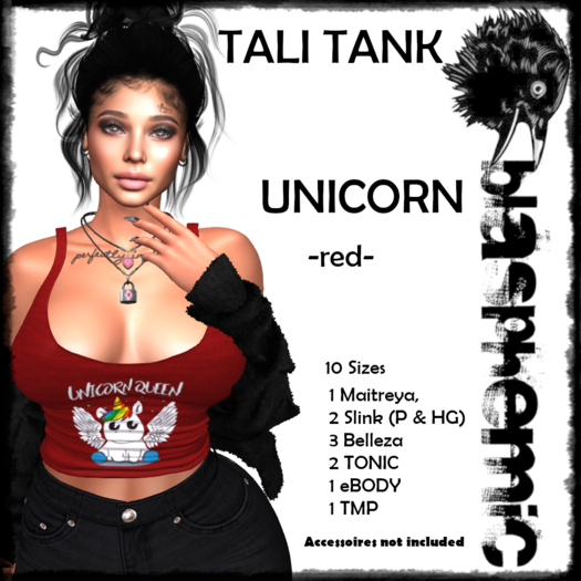 BLASPHEMIC - TALI TANK - UNICORN QUEEN RED (boxed)