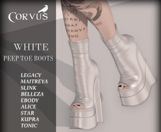 Corvus : White Peep Toe Boots