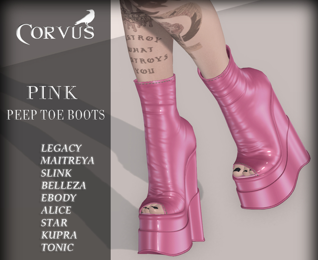Corvus : Pink Peep Toe Boots