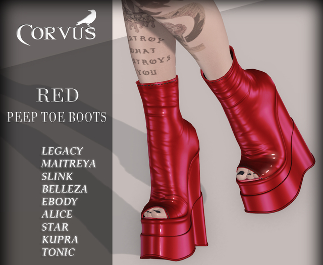 Corvus : Red Peep Toe Boots