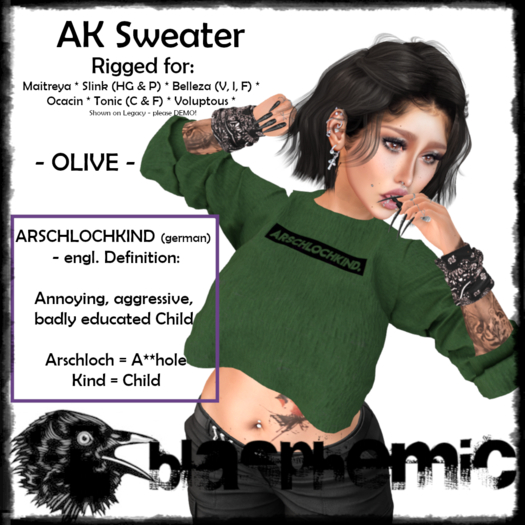 BLASPHEMIC - AK Sweater - OLIVE 
