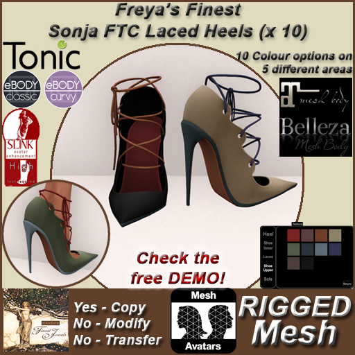 FFJ Sonja Full Texture Change Laced Heels RIGGED