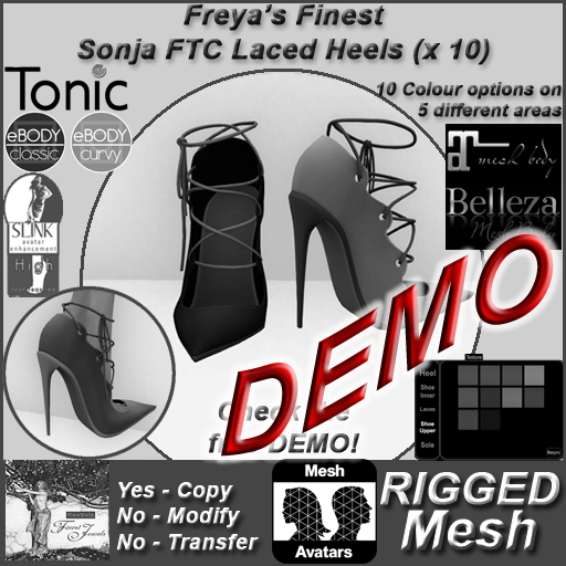DEMO - FFJ Sonja Full Texture Change Laced Heels RIGGED