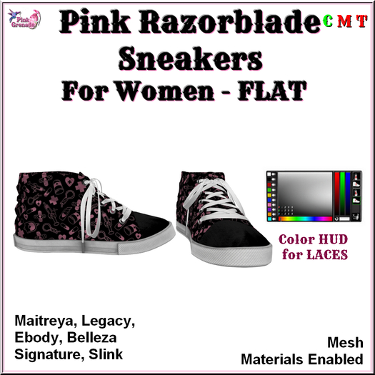 Pink Grenade - Pink Razorblade Women's Sneakers - Flat 