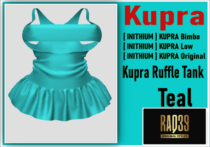 [R39] Kupra Ruffle Tank Teal
