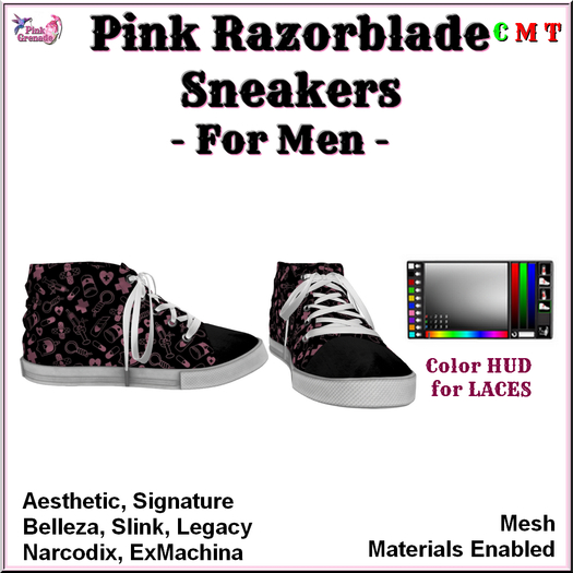 Pink Grenade - Pink Razorblade Men's Sneakers 