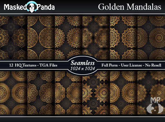 MP Golden Mandalas - Seamless Textures - Full Perm