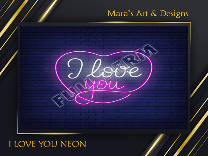 I Love You Neon Texture-Full Perm