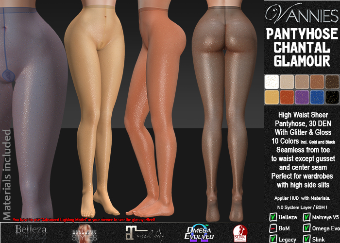 VANNIES Pantyhose Chantal Glamour (Applier-HUDs) w. Materials (beautifull glossy and shiny effect)