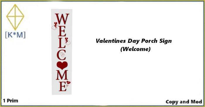 [K*M] Valentines Day Porch Sign (Welcome)