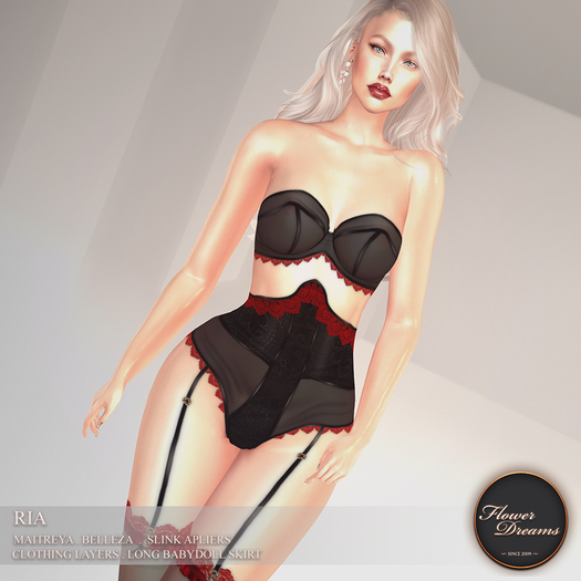 .:FlowerDreams:. Ria Lingerie - Black