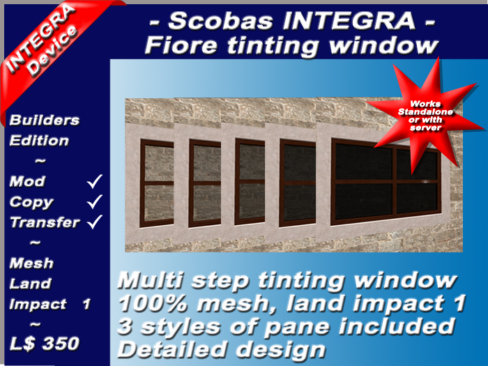 INTEGRA builders system- Fiore mesh tinting window