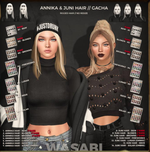 Wasabi // Juni Mesh Hair - #10 Browns RARE