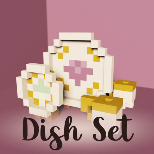 Pink Cafe Voxel Dish Set