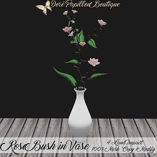 DPB Rose Bush In Vase - Pale Pink