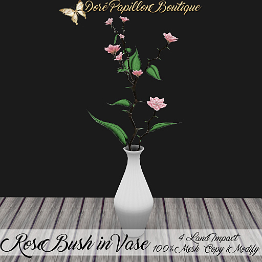 DPB Rose Bush In Vase - Pink