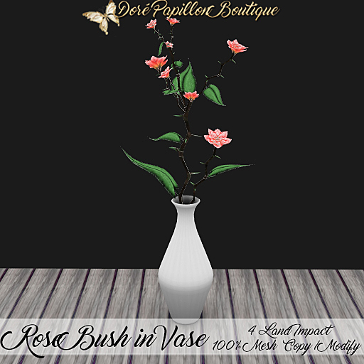 DPB Rose Bush In Vase - Tangerine