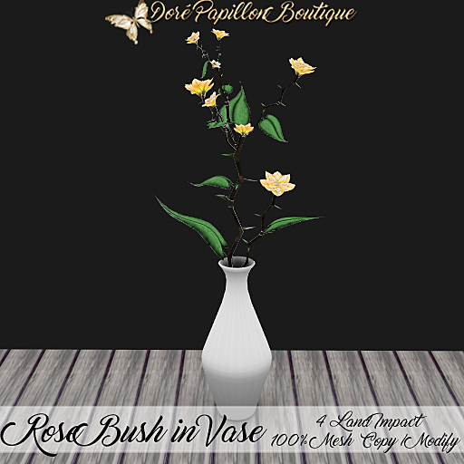 DPB Rose Bush In Vase - Yellow