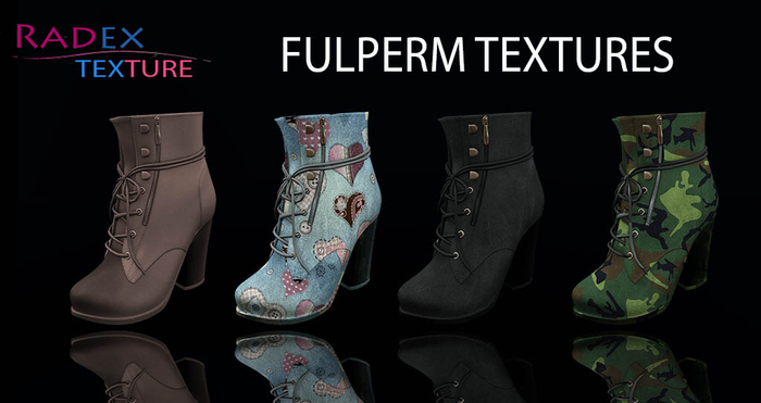 RADEX FULPERM TEXTURES U1BOOTS Ankle Tied Rigged TealSwanMesh