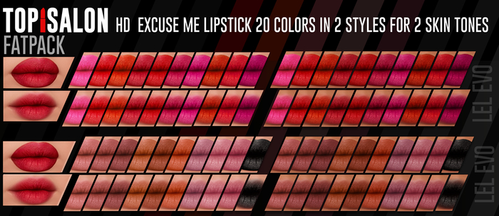 TOP1SALON - HD EXCUSE ME LIPSTICK (Lelutka Evo) FATPACK