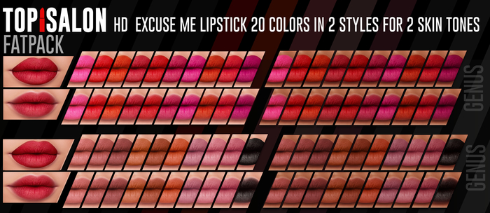 TOP1SALON - HD EXCUSE ME LIPSTICK (Genus) FATPACK
