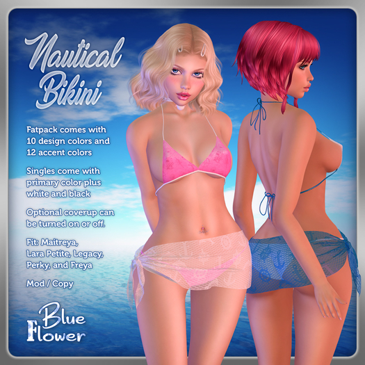 Blue Flower - Nautical Bikini - Fatpack