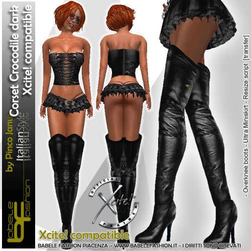 Babele Fashion Corset Leather Girl Crocodile Skin