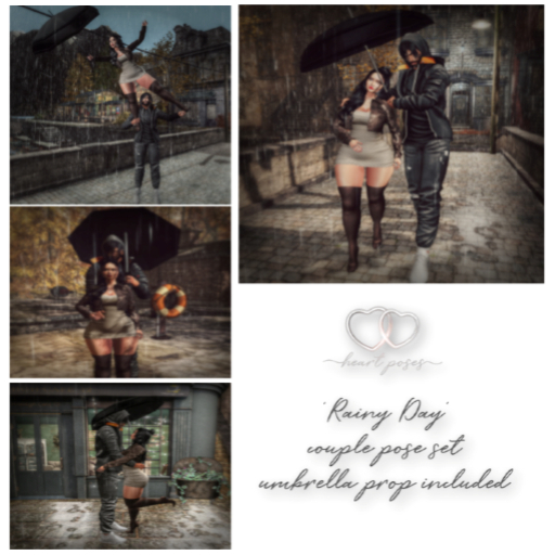 HEART POSES Rainy Day - couple pose set (REZ to unpack)