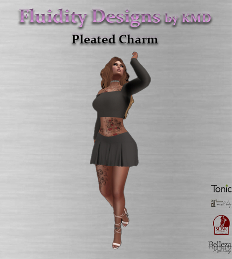 Pleated Charm Outfit GRAY