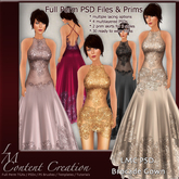 LMC Designer PSD Files & Prims - Brocade Gown - Lace encrusted BOM dress with 3 skirt styles