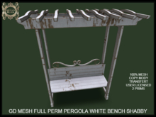 GD MESH FULL PERM PERGOLA WHITE BENCH SHABBY