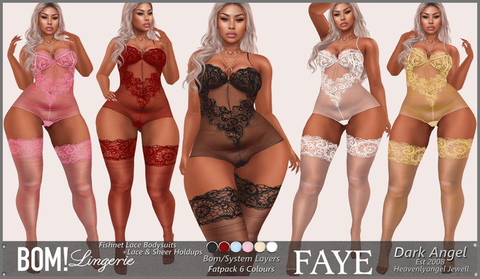 Dark Angel : Faye Fishnet Lace Bodysuits+Holdups BOM - Fatpack